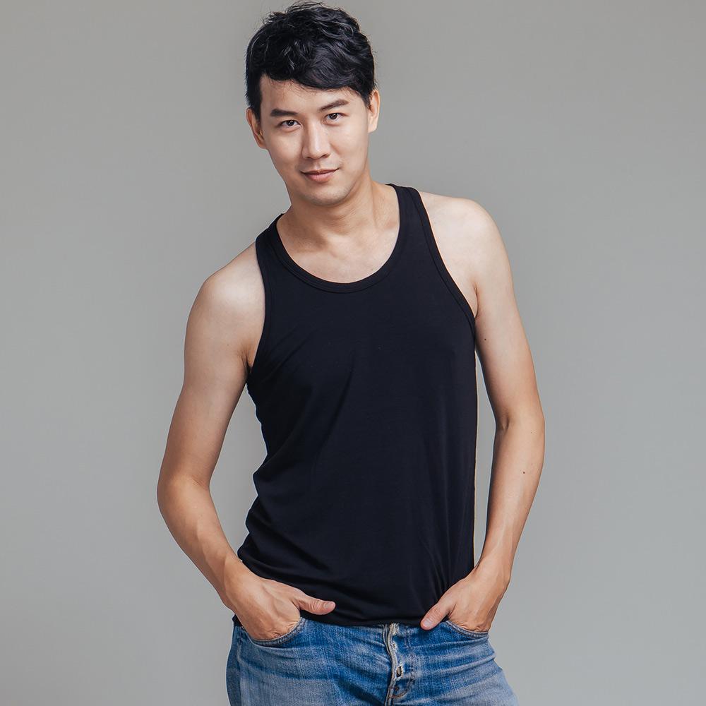 Trumanner 天絲棉圓領背心 | 男士親膚內搭 | 透氣吸濕排汗-黑色