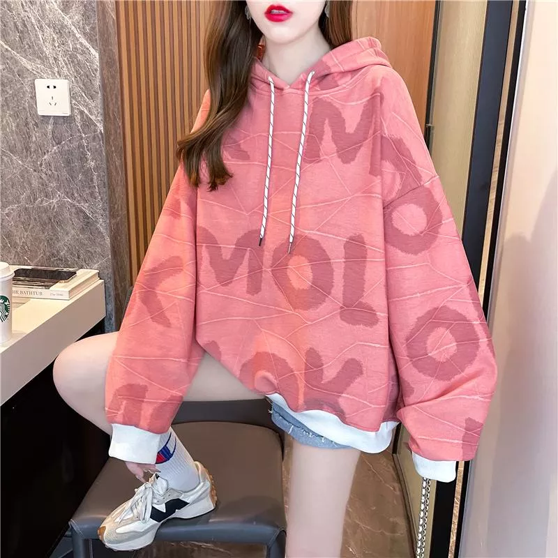 提花字母印花複合牛奶絲300克秋冬寬鬆衛衣2色 M-2XL 提花字母印花複合牛奶絲300克秋冬寬鬆衛衣2色 M-2XL