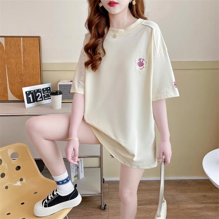 100%棉後包領刺繡夏季韓版大碼短袖t卹M-2XL 100%棉後包領刺繡夏季韓版大碼短袖t卹M-2XL