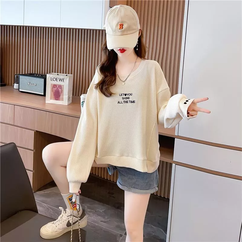 後包領華夫格寬鬆百搭衛衣三色 M-2XL 後包領華夫格寬鬆百搭衛衣三色 M-2XL