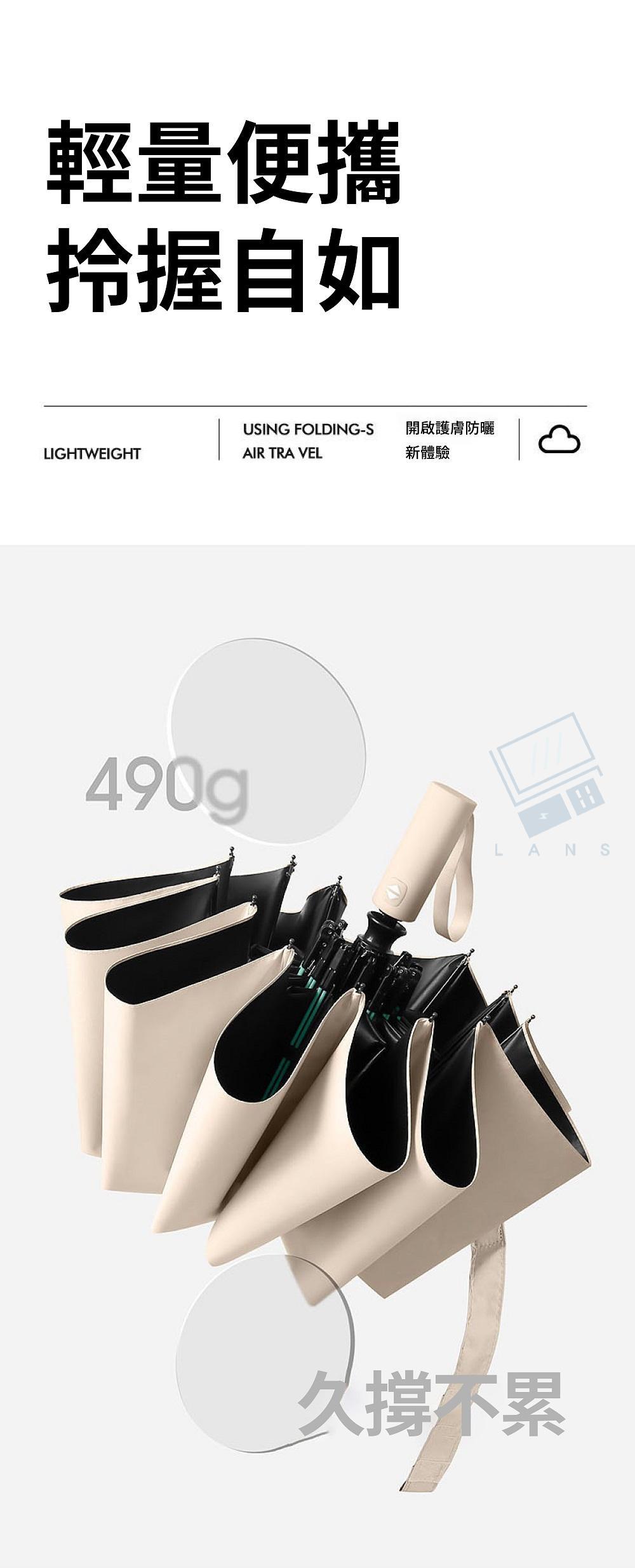 輕量便攜握自如USING FOLDING-S開啟護膚防曬LIGHTWEIGHTAIR TRA VEL新體驗490gLANS久撐不累
