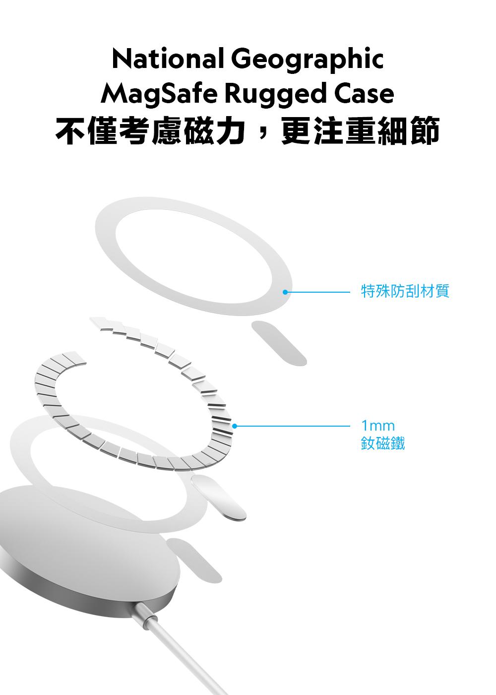 National GeographicMagSafe Rugged Case不僅考慮磁力,更注重細節特殊防刮材質1mm磁鐵