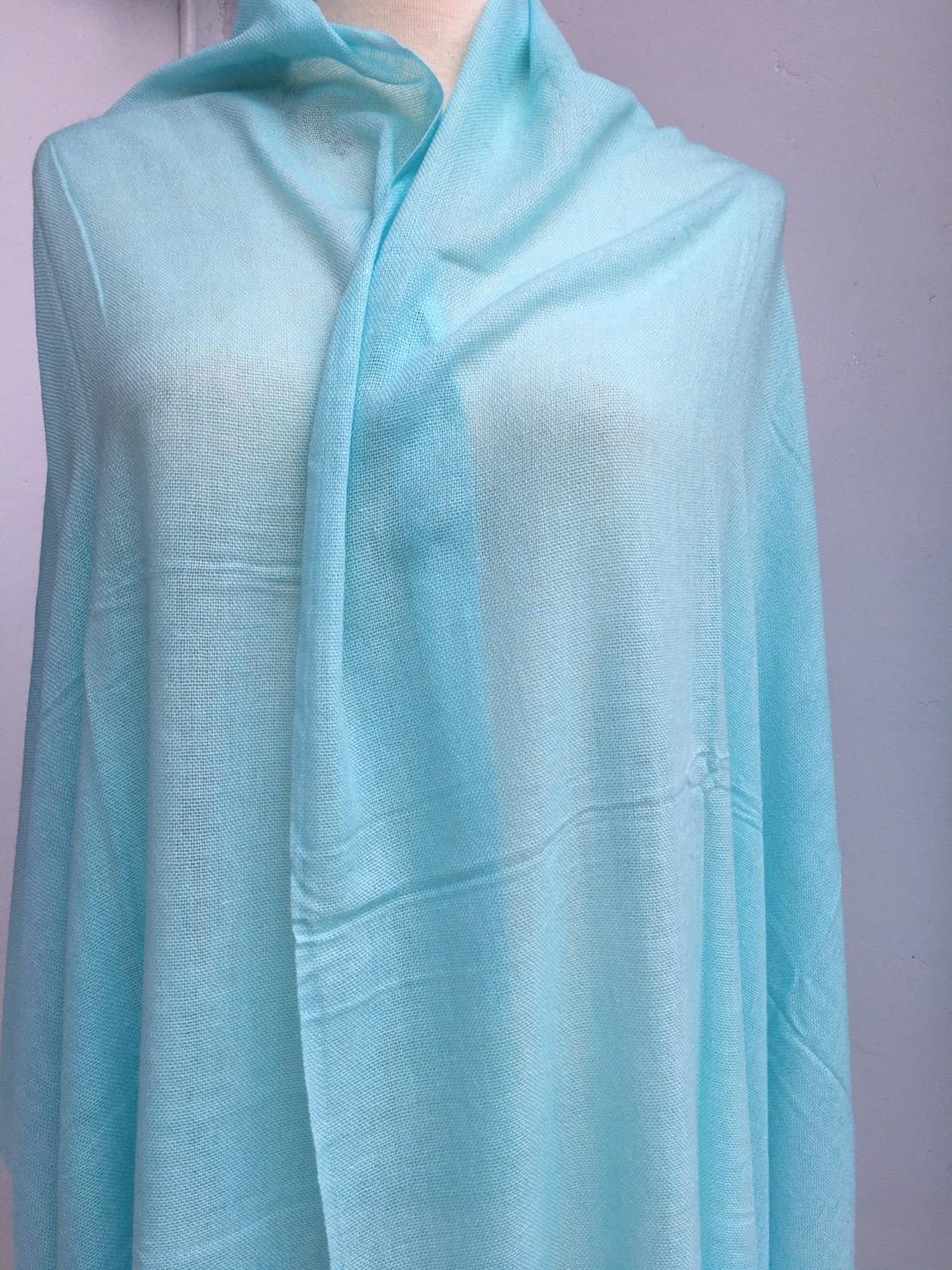 喀什米爾薄織圍巾披肩(天空藍)