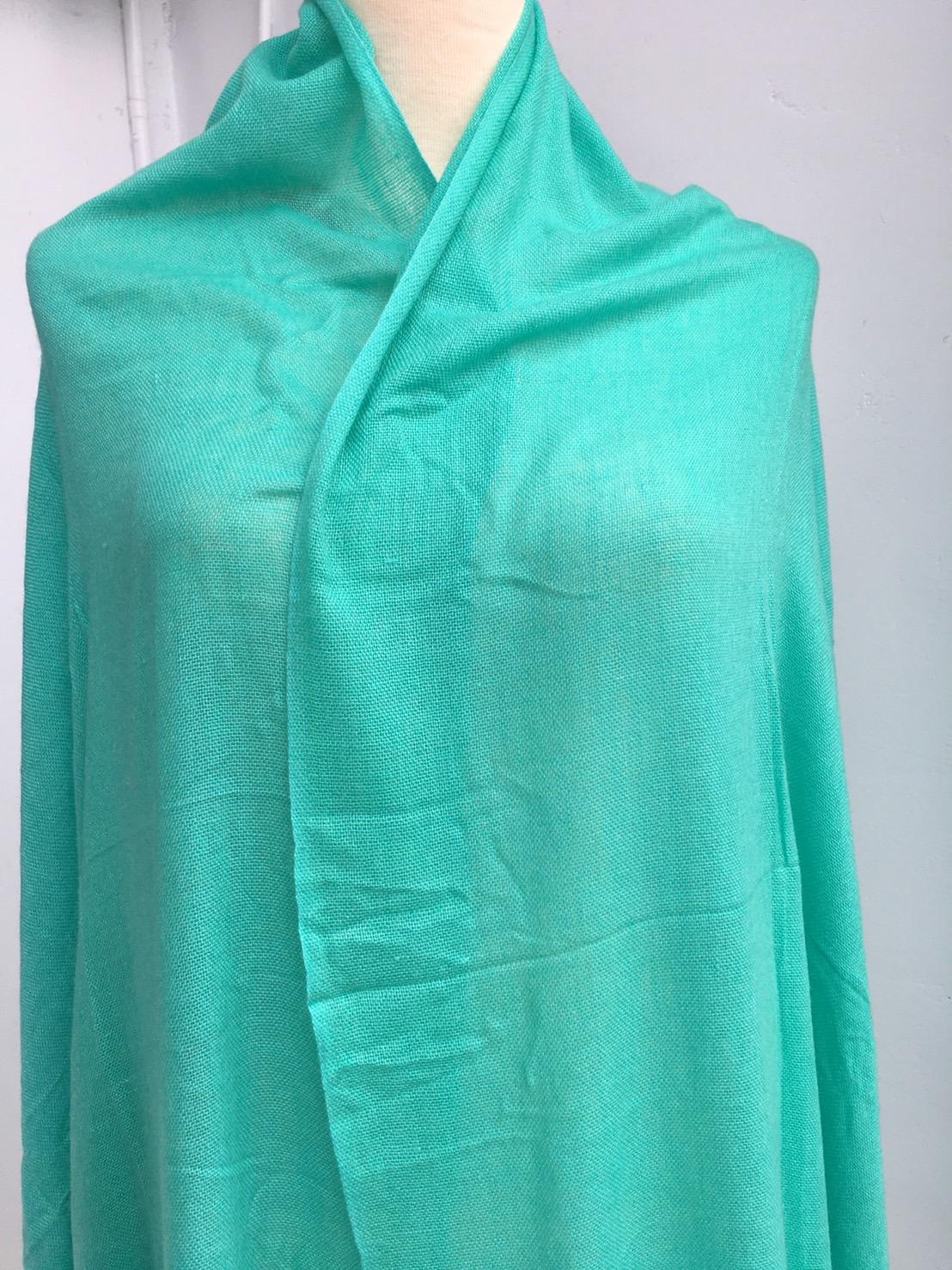 喀什米爾薄織圍巾披肩(湖水綠)
