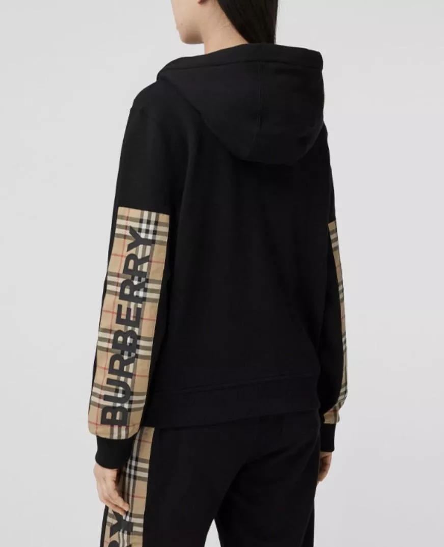 BURBERRY 經典格紋拉鍊連身帽外套
