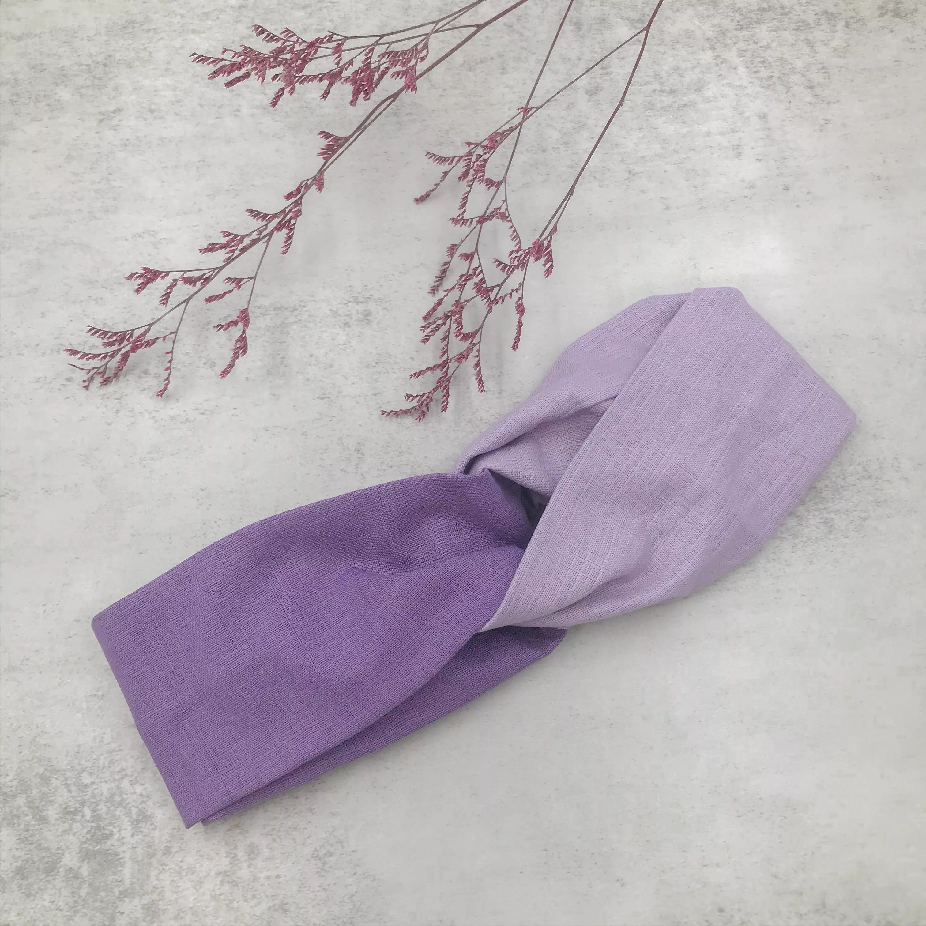 素色寬版交叉髮帶【淺紫拼紫】雙拼設計