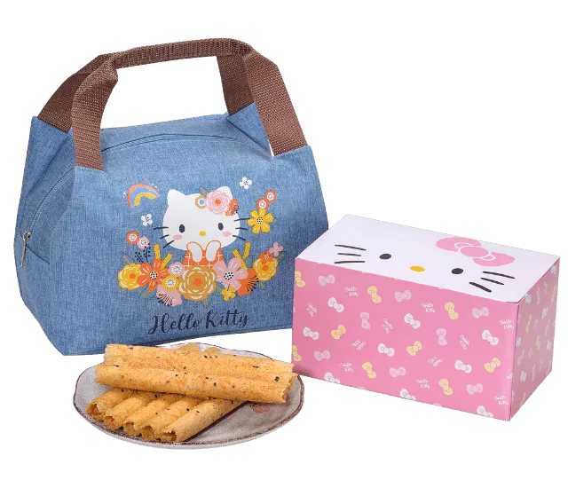 Hello Kitty 芝麻蛋捲花漾提袋禮盒