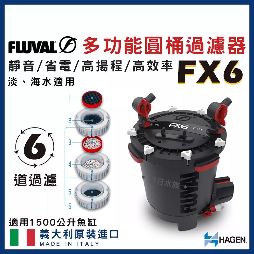 富濾霸 FX6 圓桶過濾器 1500L 淡海水適用 圓桶 水草缸 HAGEN FLUVAL