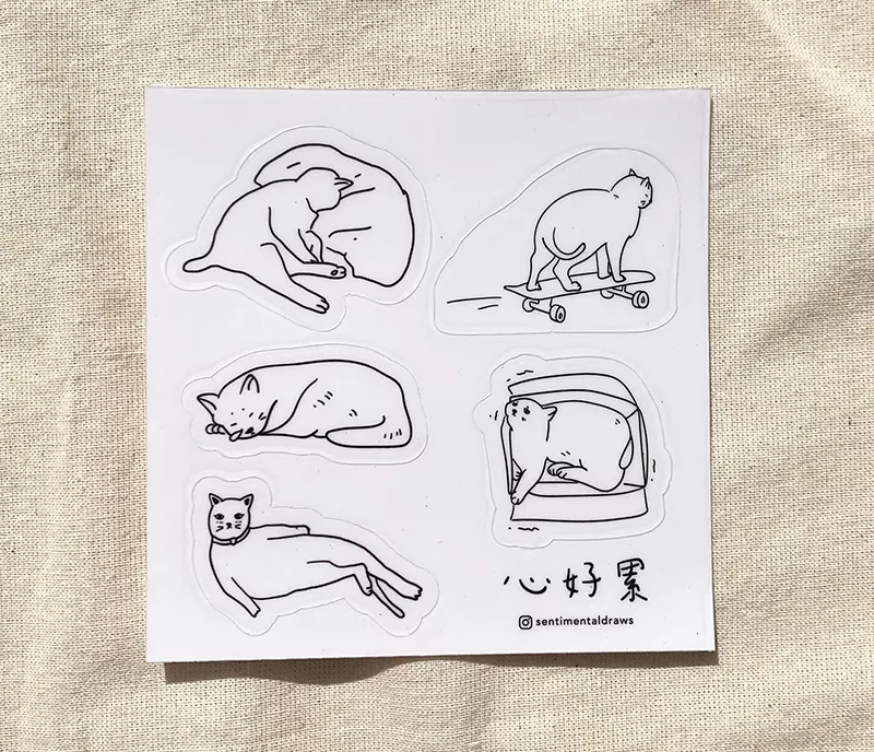 心好累貓貓透明貼紙