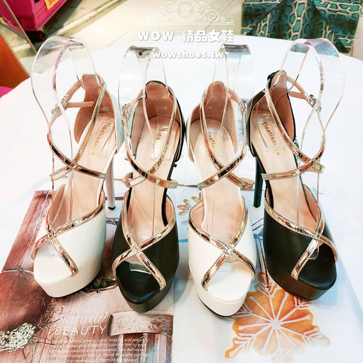 交錯曲線美 繫帶交叉魚口高跟鞋