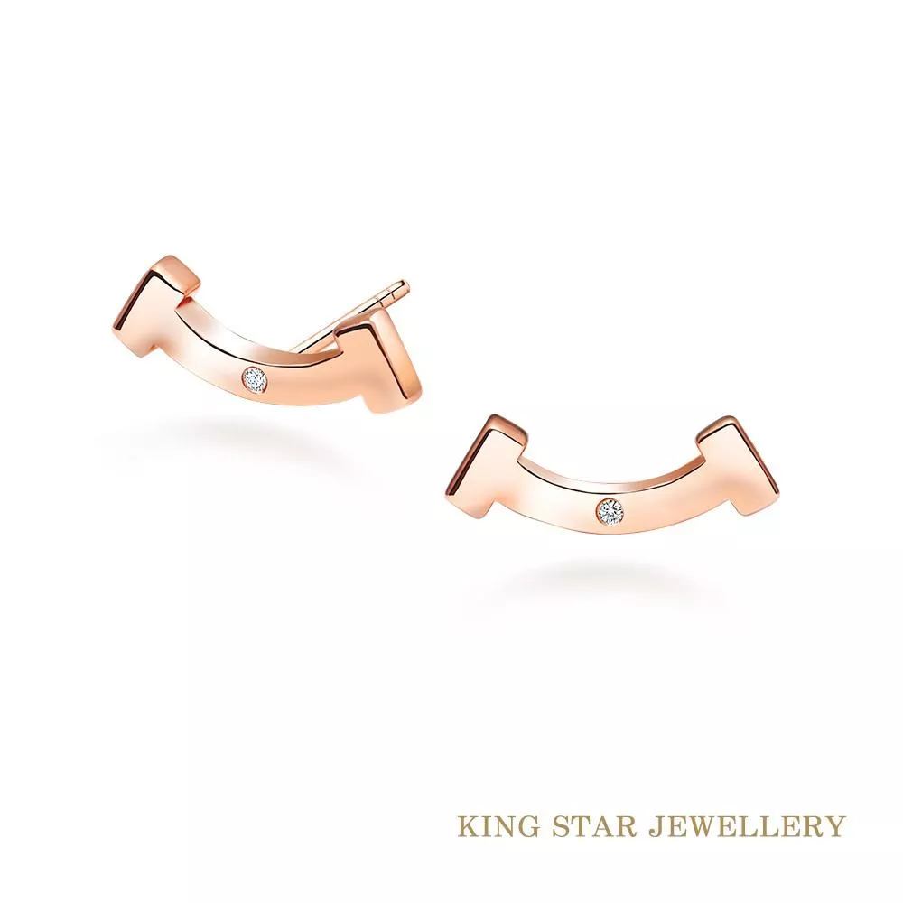 King Star 幸運微笑18K玫瑰金鑽石耳環
