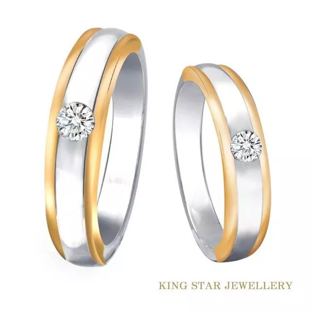 King Star 雙曜18K金鑽石對戒(時尚雙色設計款)