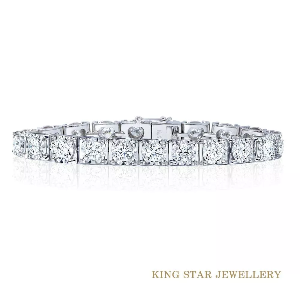 【King Star】4.91克拉豪華滿鑽18K金手鍊手環(VVS-VS 八心八箭)
