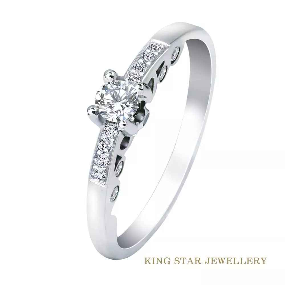 【King Star】輕奢K金鑽石戒指(鑽石總重約0.22克拉)