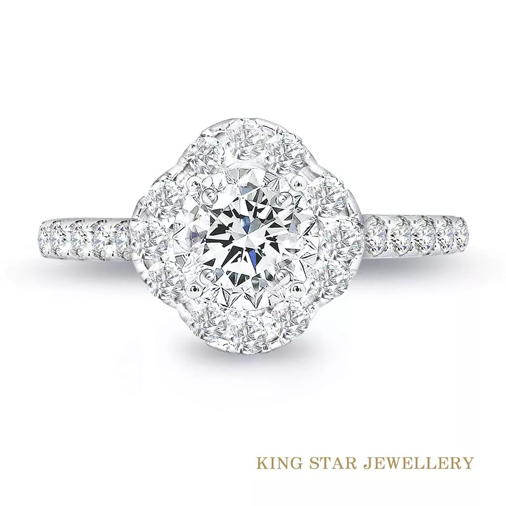 【King Star】50分幸運草滿鑽18K鑽石戒指(最白D color /3 Excellent極優 八心八箭)
