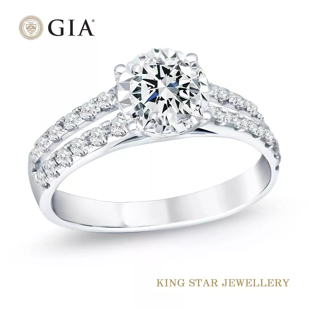 【King Star】GIA 50分18K金鑽石戒指(最白D color /3 Excellent極優 八心八箭)