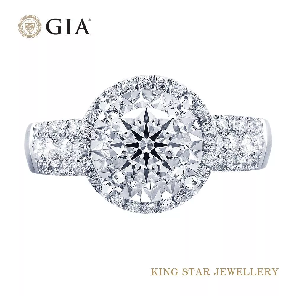 【King Star】GIA 一克拉芙蓉18K金鑽石戒指(最白D color)