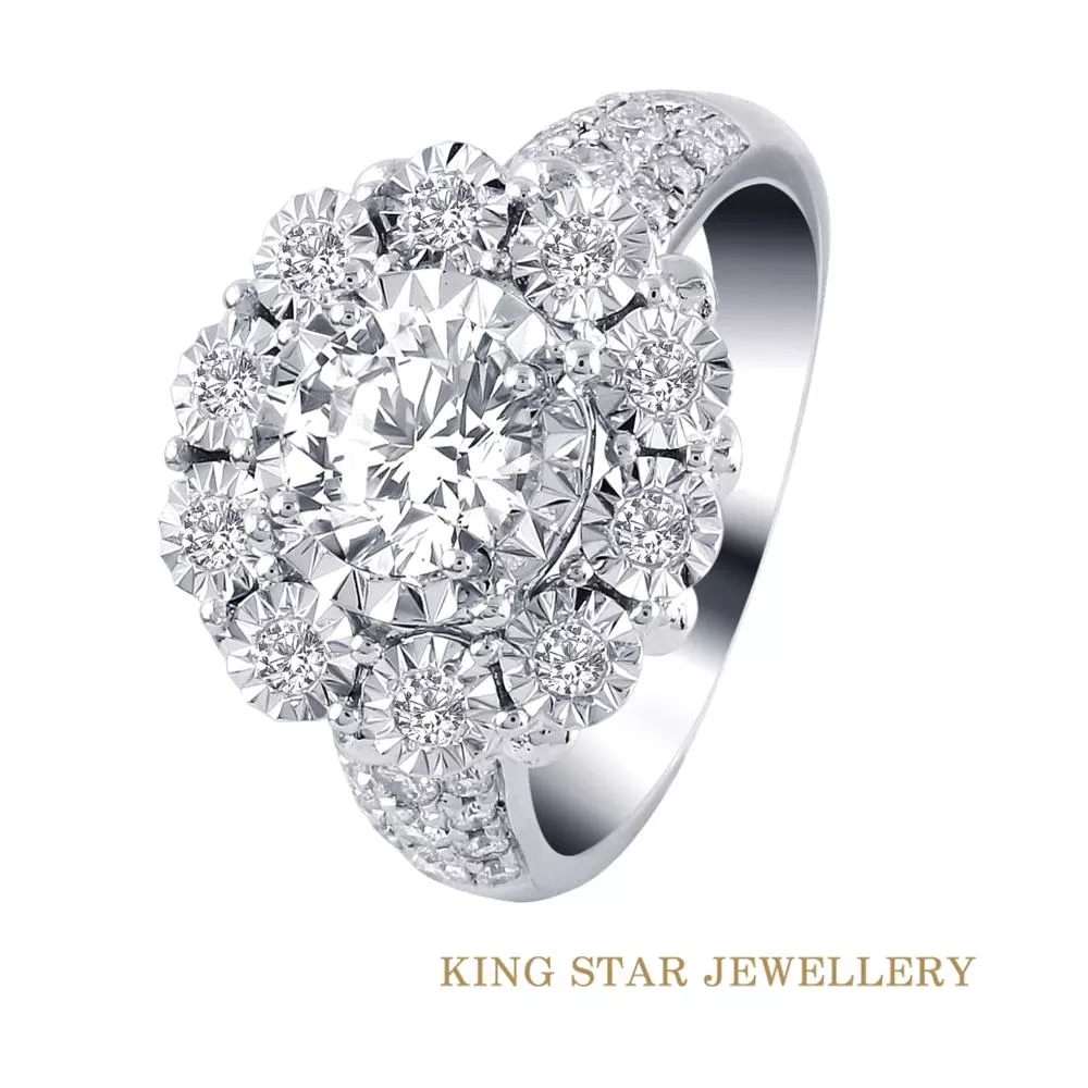 【King Star】一克拉幸福18K金鑽石戒指(最白D color /3 Excellent極優 八心八箭)