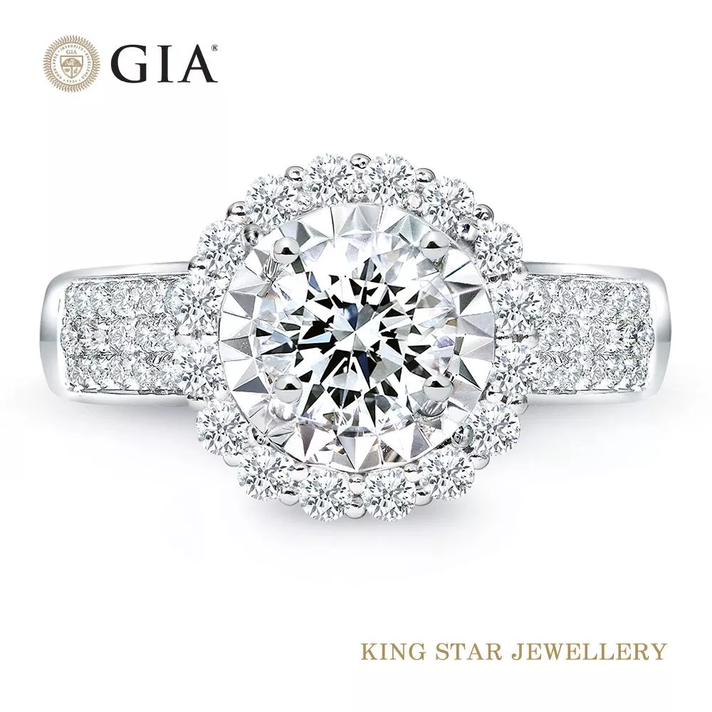 【King Star】GIA 一克拉圓滿圍繞鉑金台鑽戒(最白D color)