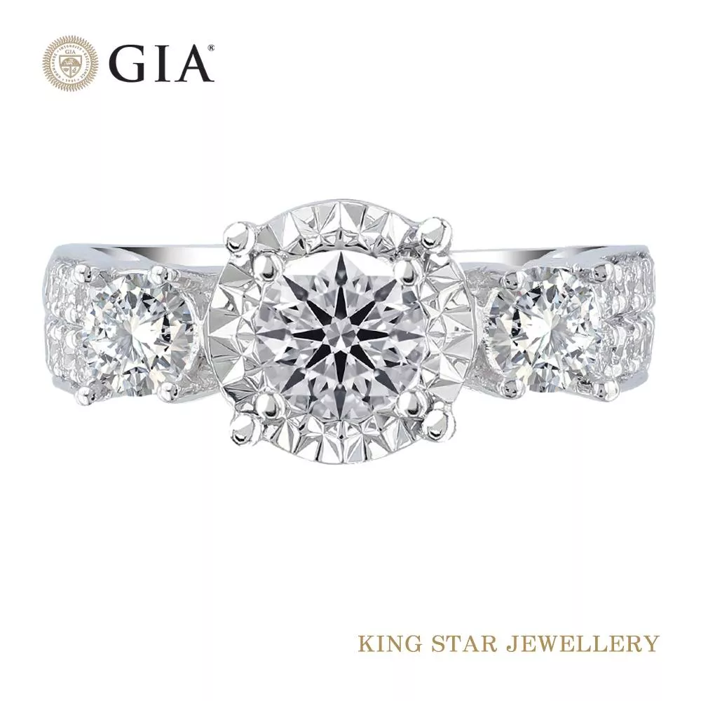 【King Star】GIA一克拉風韻鉑金台鑽石戒指(最白D color)