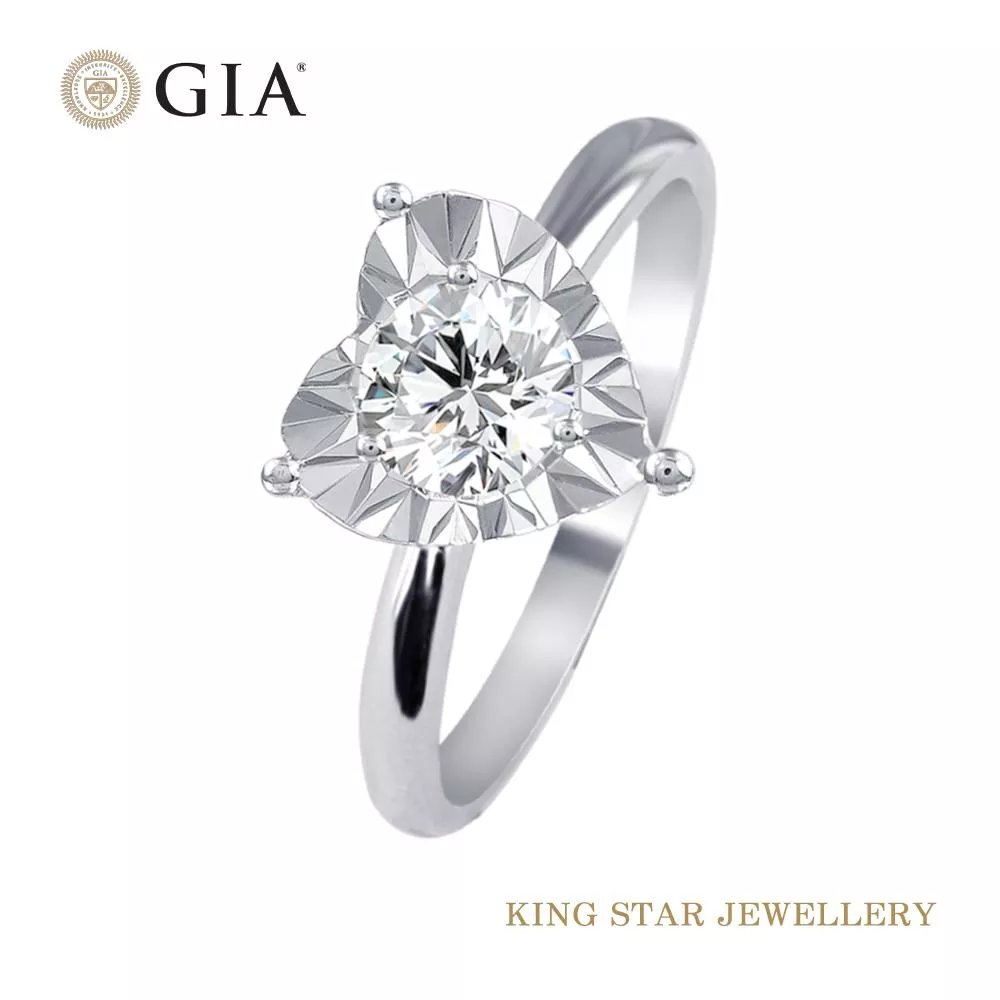 【King Star】GIA 30分鑽石心情14K金戒指(最白D color /3 Excellent極優 八心八箭)