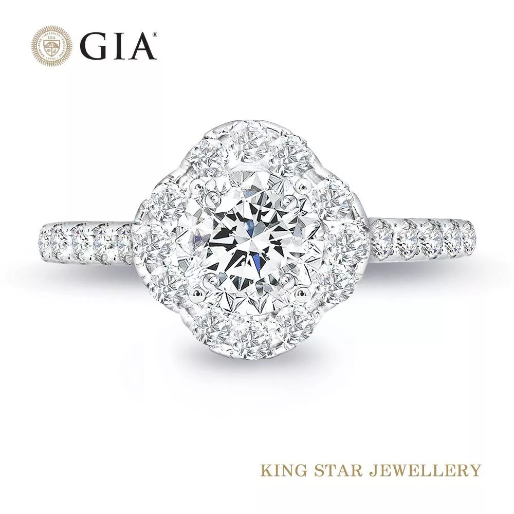 【King Star】GIA 30分幸運草滿鑽18K鑽石戒指(最白D color /3 Excellent極優 八心八箭)