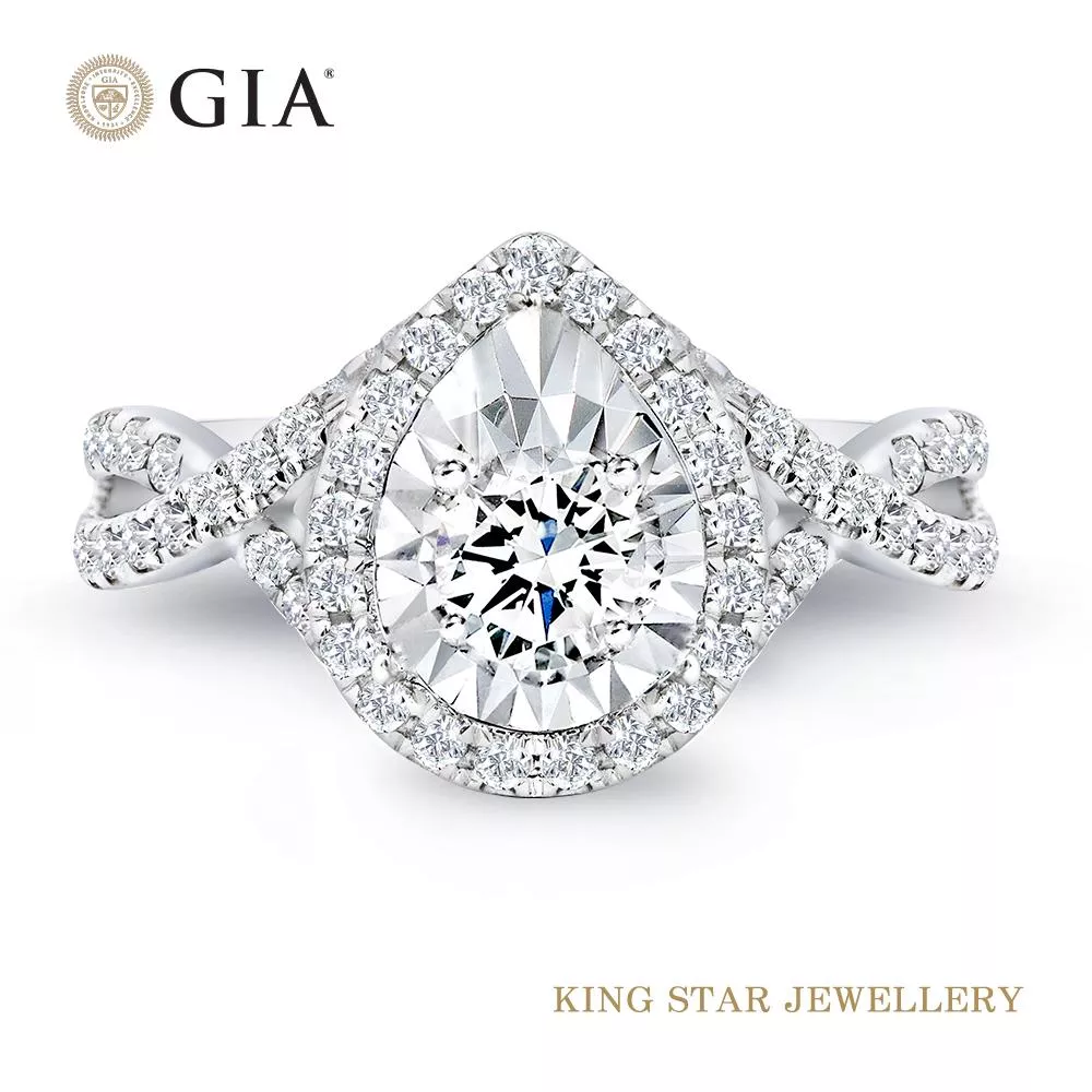 【King Star】GIA 30分浪漫雅致14K鑽石戒指(最白D color /3 Excellent極優 八心八箭)