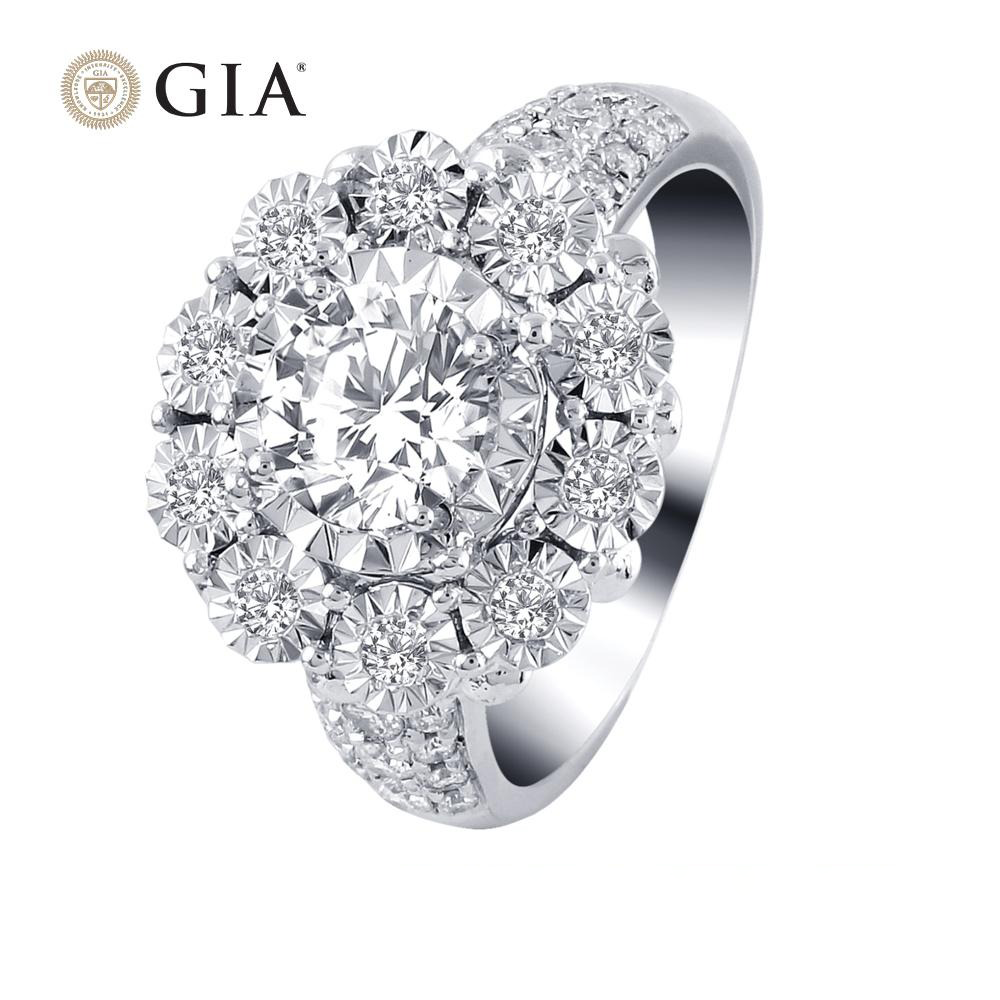 【King Star】GIA 一克拉18K金幸福鑽石戒指(最白D color)