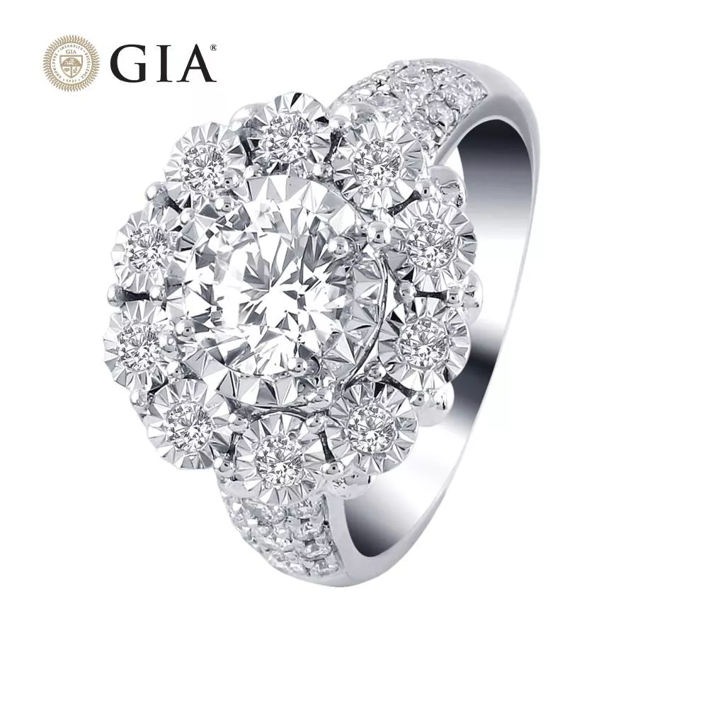 【King Star】GIA 一克拉18K金幸福鑽石戒指(最白D color / 三克拉視覺效果)