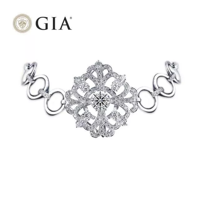 【King Star】GIA 無螢光 風華絕代一克拉鑽石18K金手鍊(項鍊手鍊兩用)