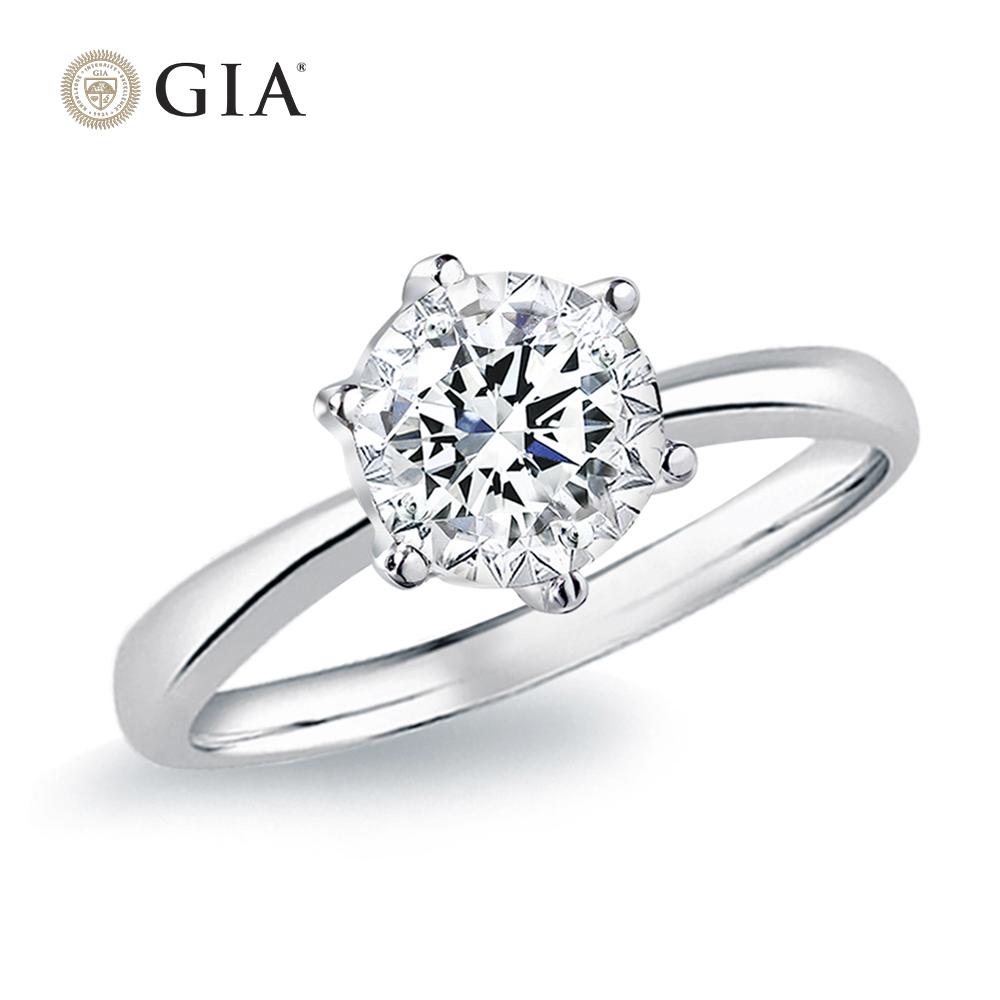 【King Star】GIA 50分經典永恆六爪18K鑽戒(最白D color / 兩克拉視覺效果)
