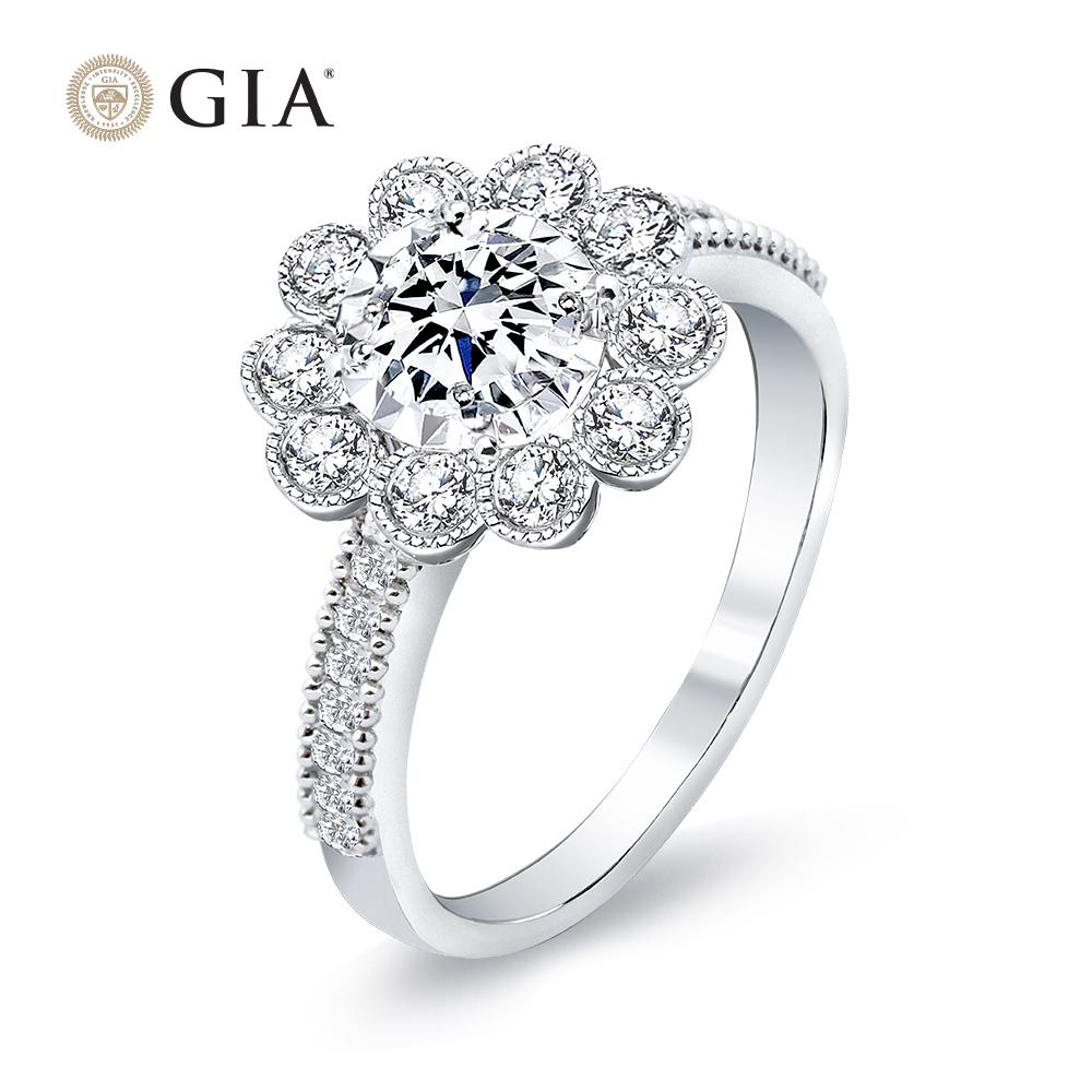 【King Star】GIA 30分花朵造型鑽石戒指(最白D color /3 Excellent極優 八心八箭)