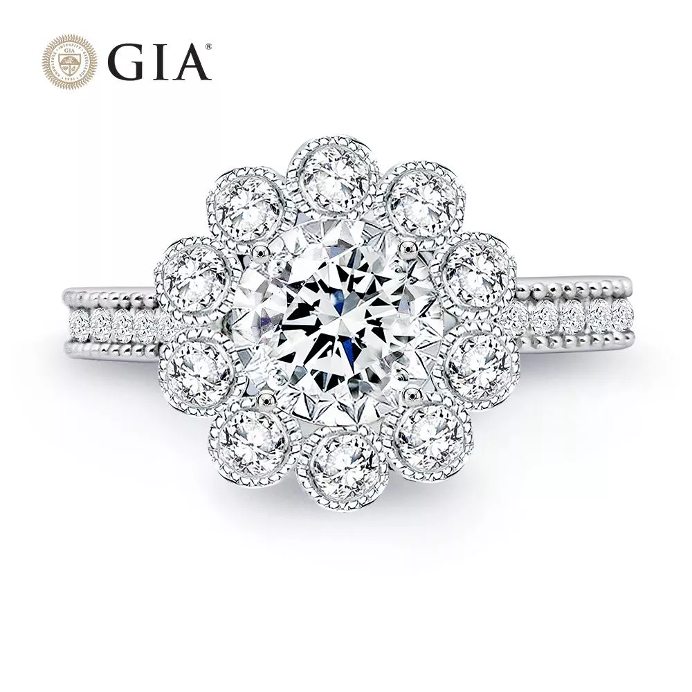 【King Star】GIA 30分花朵造型鑽石戒指(最白D color /3 Excellent極優 八心八箭)