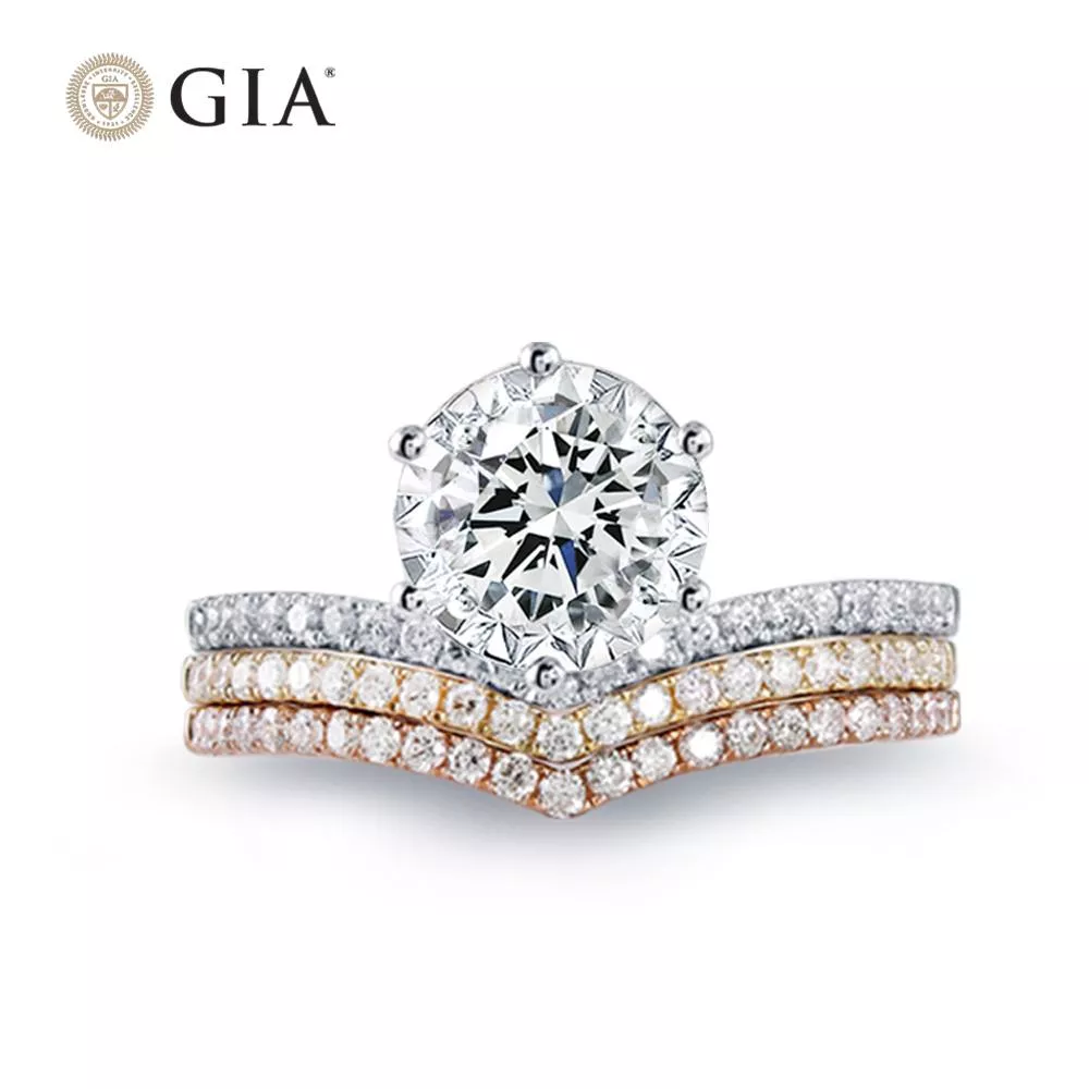 【King Star】GIA 50分鑽石百變女王18K三色金設計戒指(最白D color /兩克拉視覺效果)
