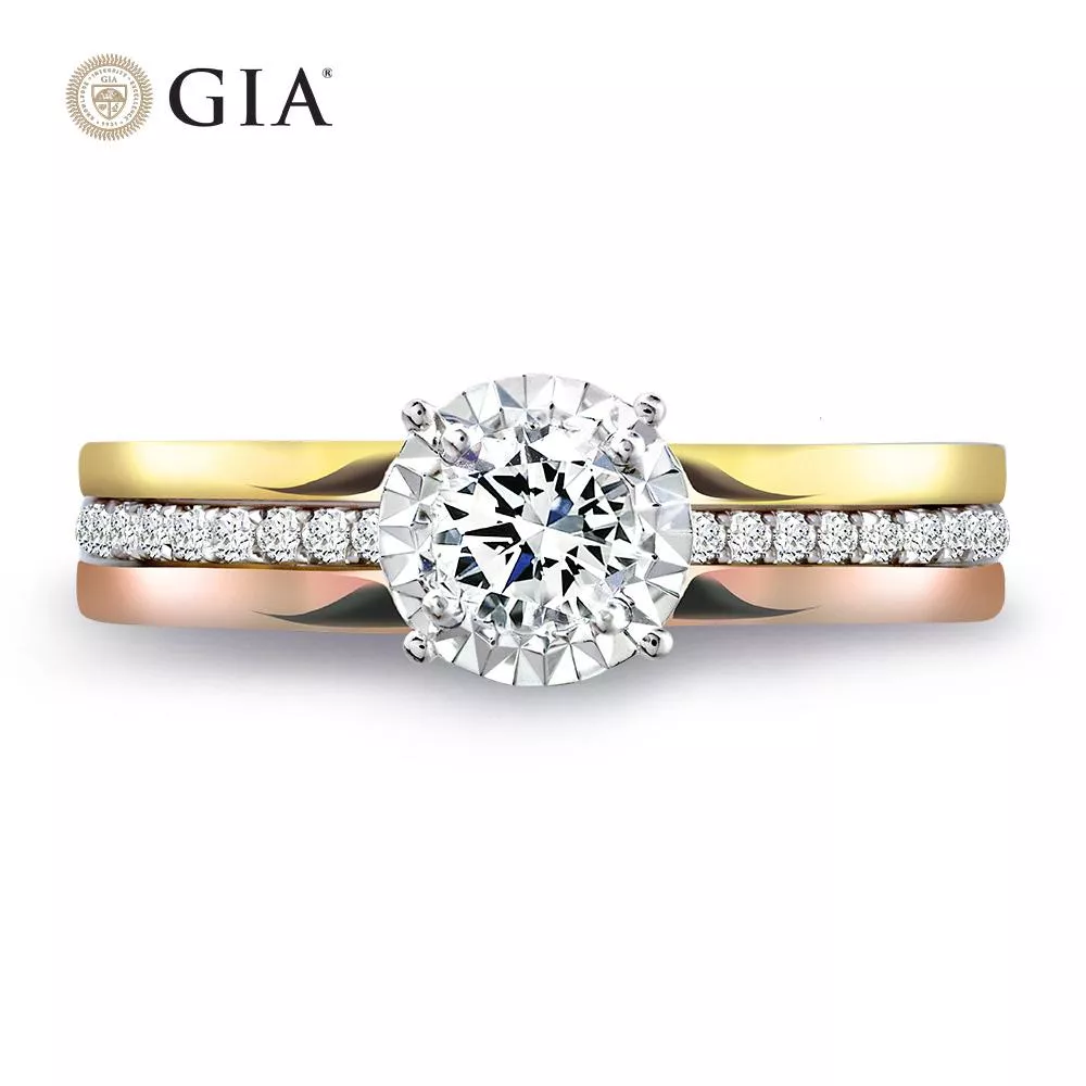 【King Star】GIA一克拉 真摯18K三色金鑽石戒指