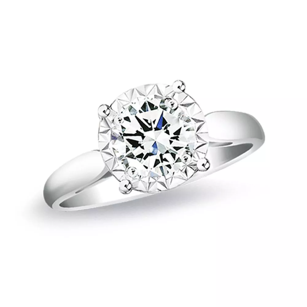 【King Star】一克拉經典四爪18K鑽石戒指 (最白Dcolor / 3克拉視覺效果)