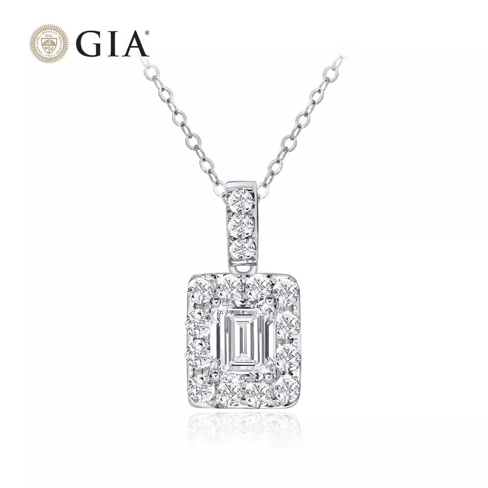 【King Star】GIA 50分無螢光18K方形鑽墜(最白 Dcolor /祖母綠式切割) 【King Star】GIA 50分無螢光18K方形鑽墜(最白 Dcolor /祖母綠式切割)