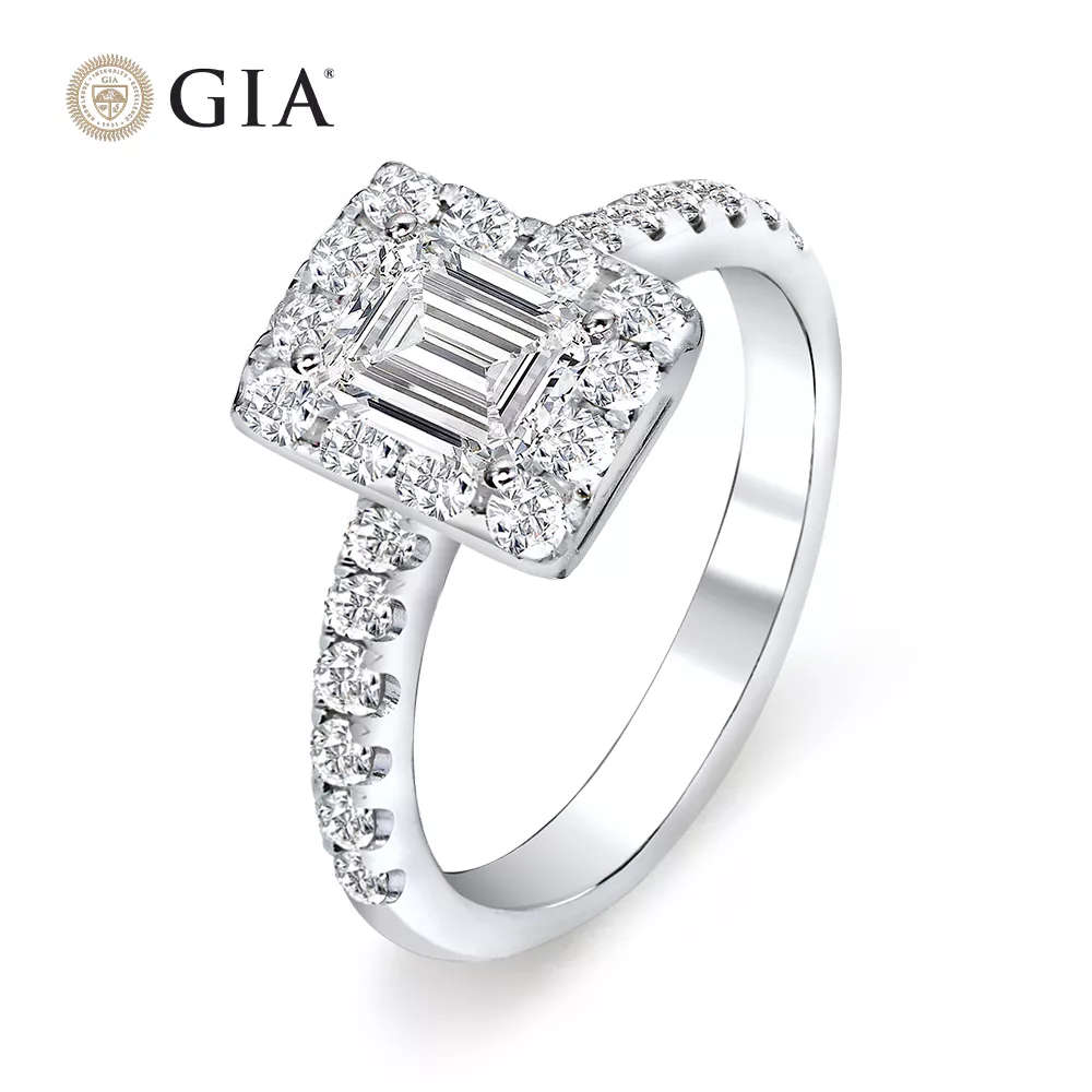 【King Star】GIA 50分18K方形鑽石戒指(最白 Dcolor /祖母綠式切割)