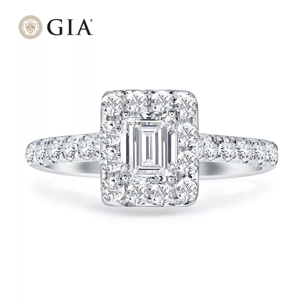 【King Star】GIA 30分方形鑽石戒指(最白 Dcolor /祖母綠式切割)