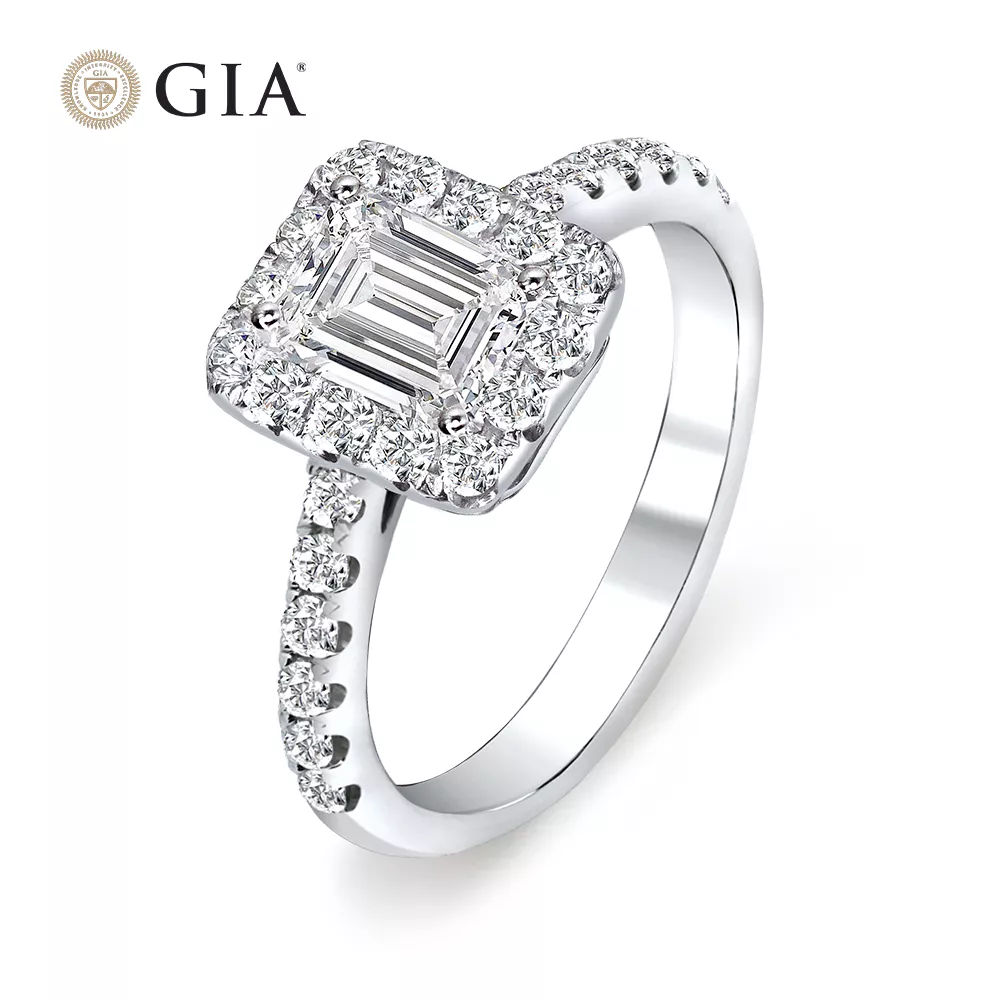 【King Star】GIA 一克拉鉑金台方形鑽石戒指(最白 Dcolor / 祖母綠式切割)