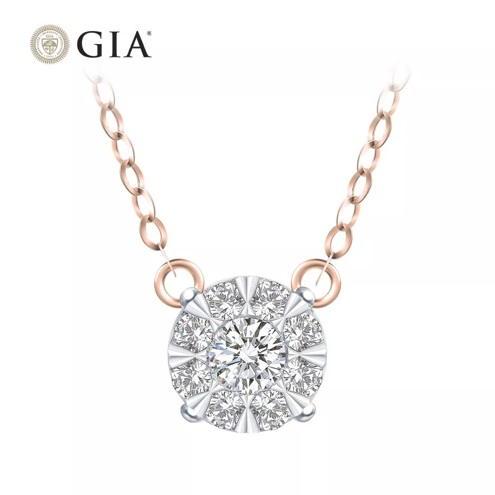【King Star】GIA 30分 18K玫瑰金金優雅鑽石項鍊(視覺效果超越1克拉)