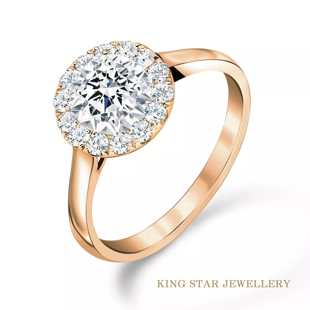 【King Star】GIA 30分 D color 18K玫瑰金 鑽石戒指 圓滿 (視覺效果3克拉 / 3 Excellent極優 八心八箭)