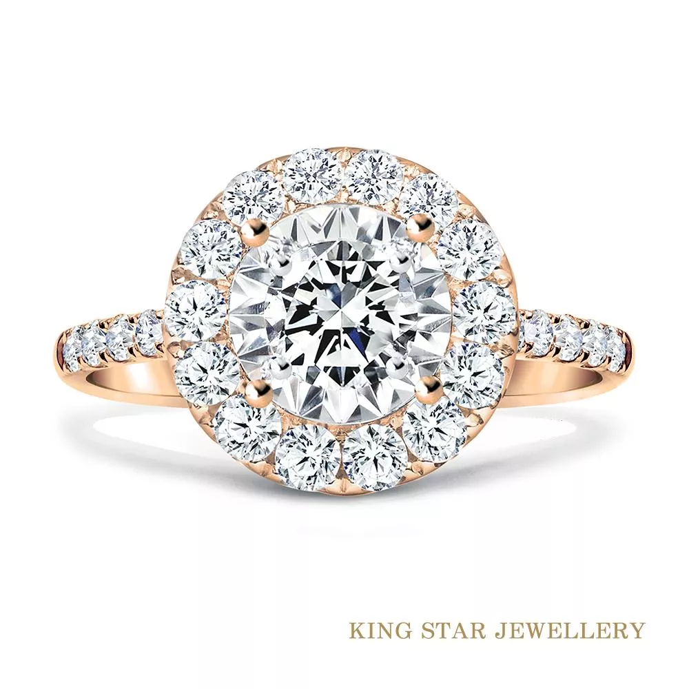 【King Star】30分 D color 18K玫瑰金 鑽石戒指 滿鑽圓滿 (視覺效果3克拉 / 3 Excellent極優 八心八箭)