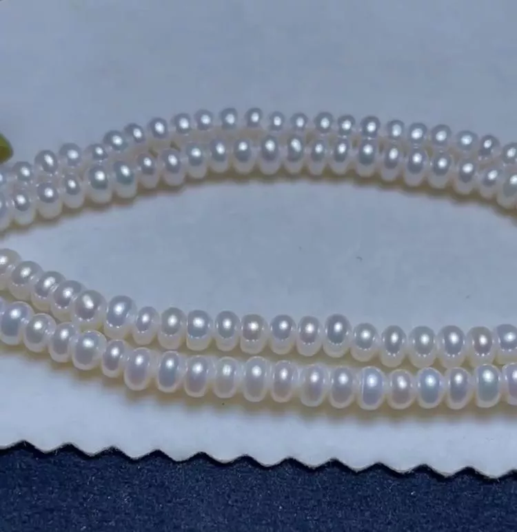 10月預購 客製 5mm 淡水極光扁珠珍珠項鍊-客製Joanne Chai