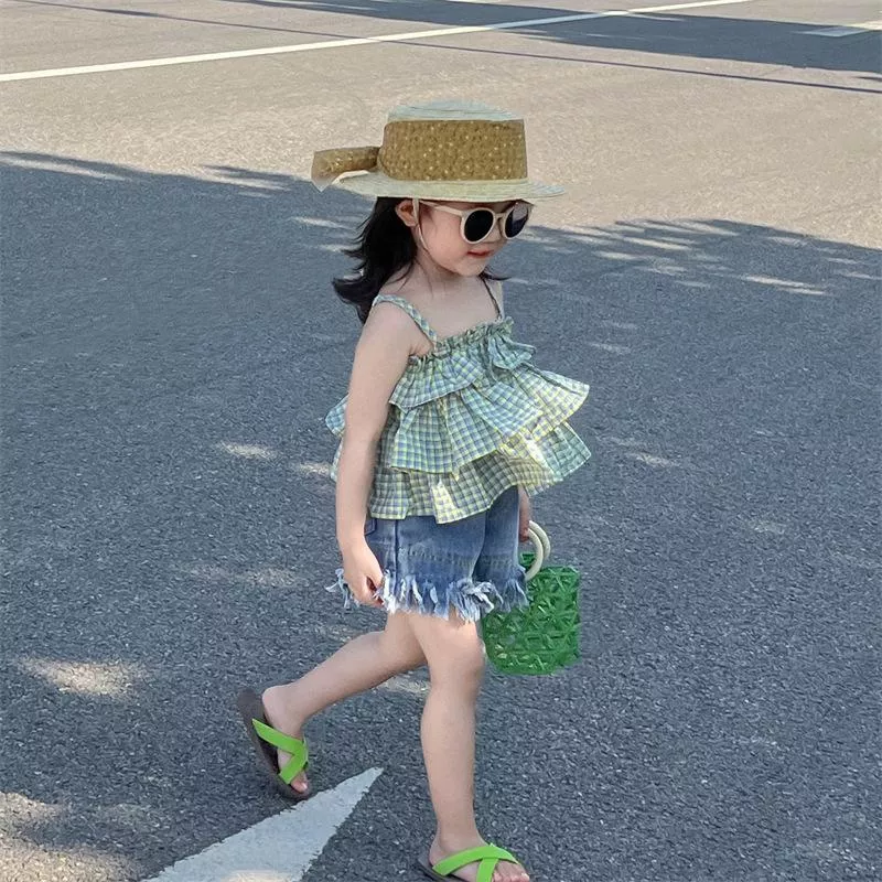 𝐒𝐮𝐦𝐦𝐞𝐫 ☻ 甜美綠格蛋糕細肩帶組合