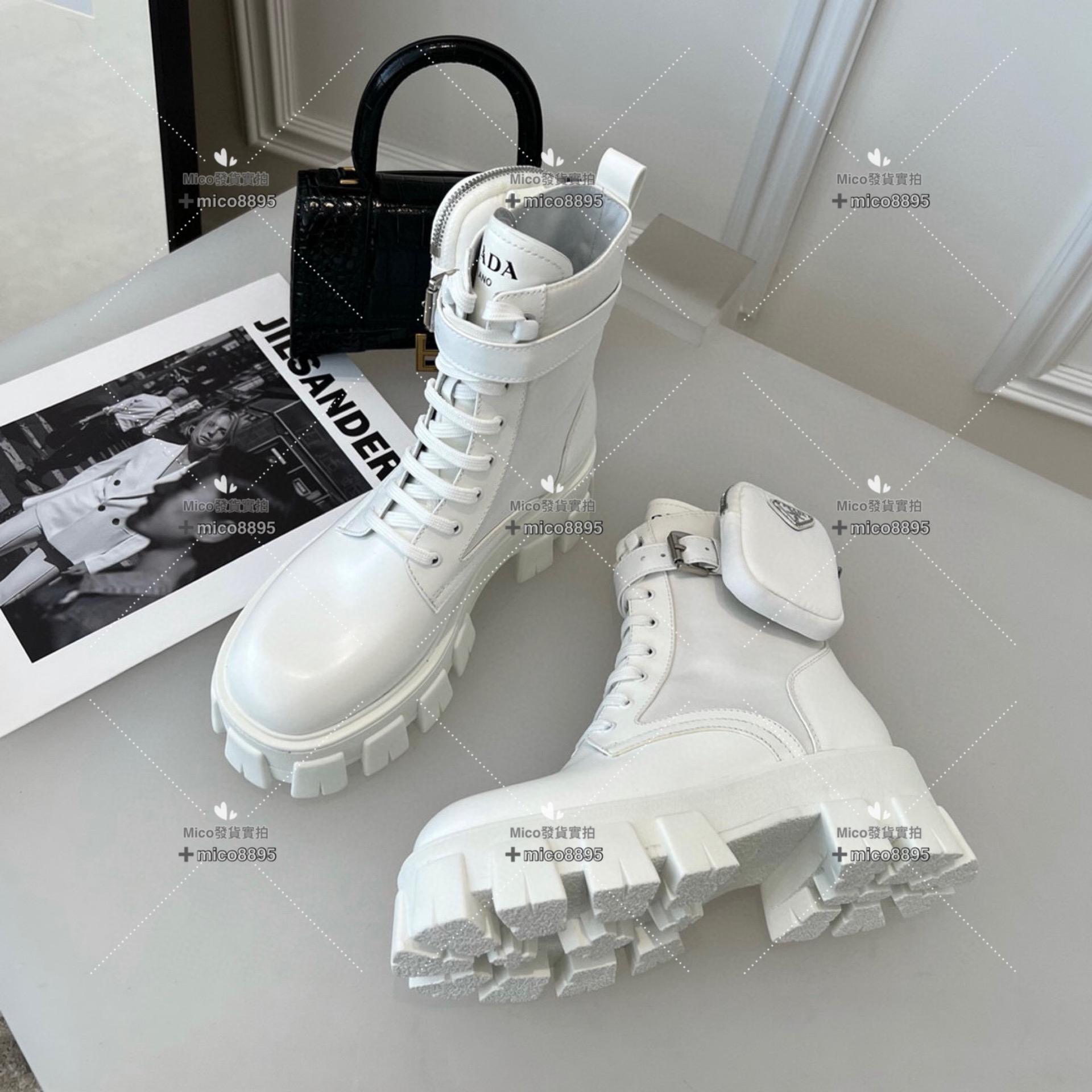 𝐏𝐫𝐚𝐝𝐚 白色Monolith系列短靴厚底鞋馬丁靴5.5cm 35-39🉑️訂40.41 