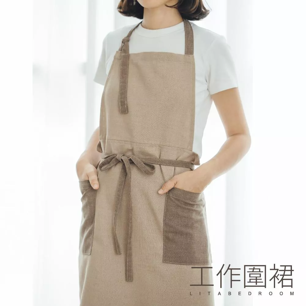 棉麻／工作圍裙／5件以上享9折／滿10件再送1件