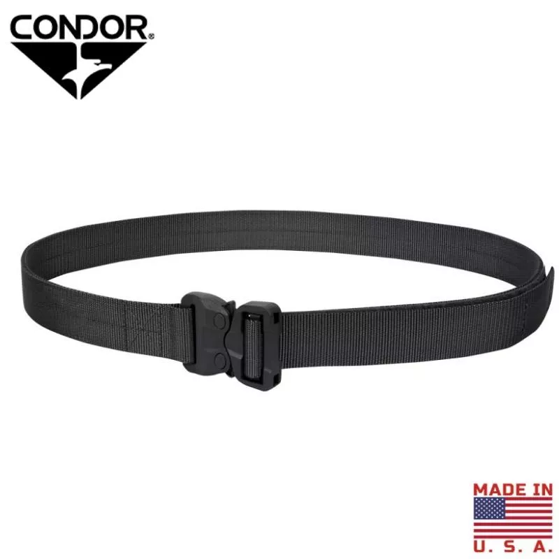 Cintura Tattica Condor GT Cobra Nera Taglia L, Nylon Resistente, Fibbia Metallica Made In USA, Girovita 42-46" - 4