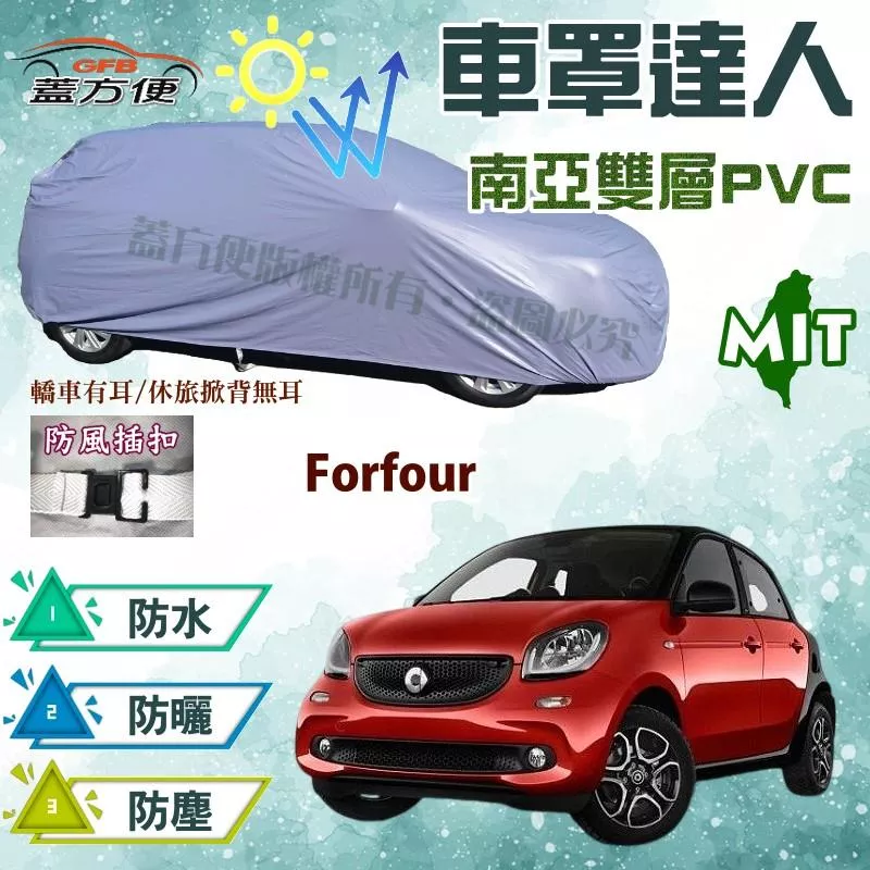 【蓋方便】車罩達人（小五門。免運）南亞PVC防水雙層車罩《賓士 Smart》Forfour（4人座）台灣製 現貨可自取
